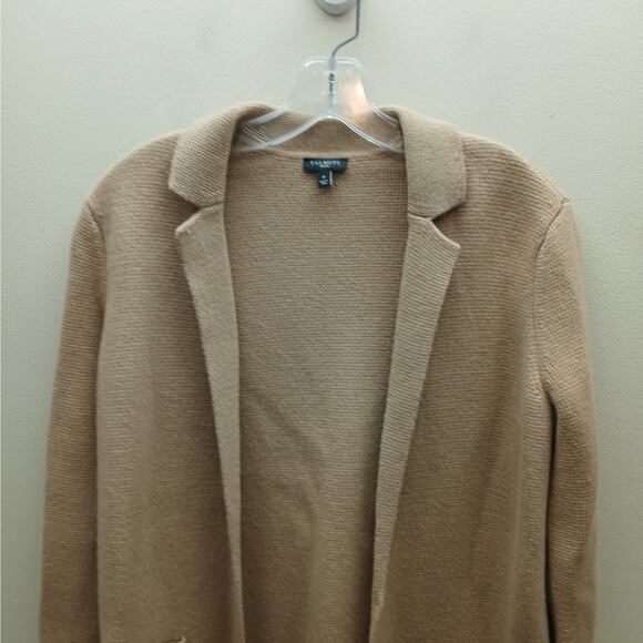 Talbots Wool Blend Knit Open Front Cardigan Sweater Tan Size Small Petite New - Picture 6 of 9